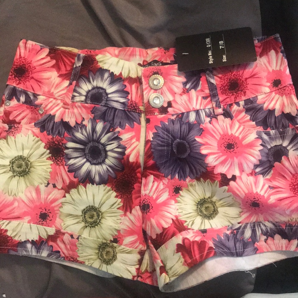 Pink floral shorts